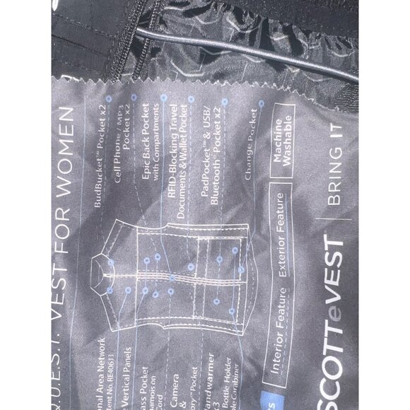 Scottevest Q.U.E.S.T. Vest Women M1 (XXL) Black Water-Repellent Travel Vest W/ 4 - Picture 13 of 13